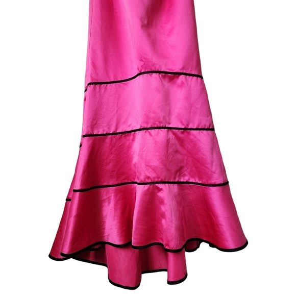 ZUM ZUM x VINTAGE Y2k fit flare maxi prom dress barbie pink black bows 7/8 - Picture 2 of 11